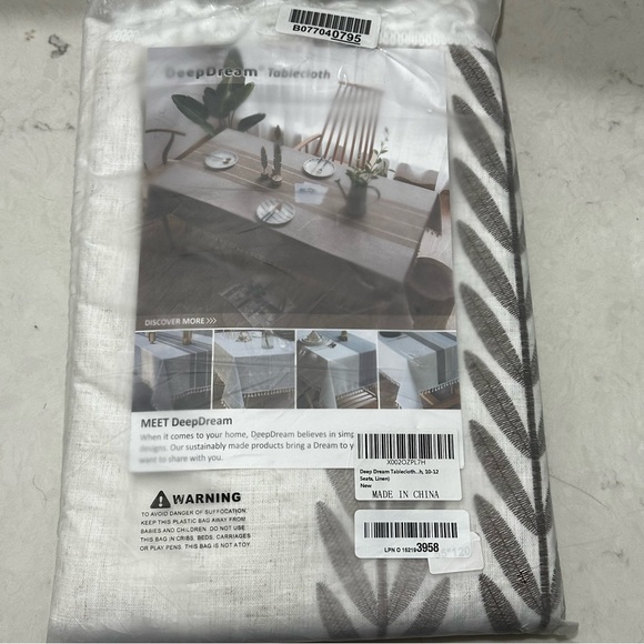 Linen Tablecloth Rectangle Deep Dream Cream Taupe Leaf Print 60 X 120 NEW - Picture 1 of 10